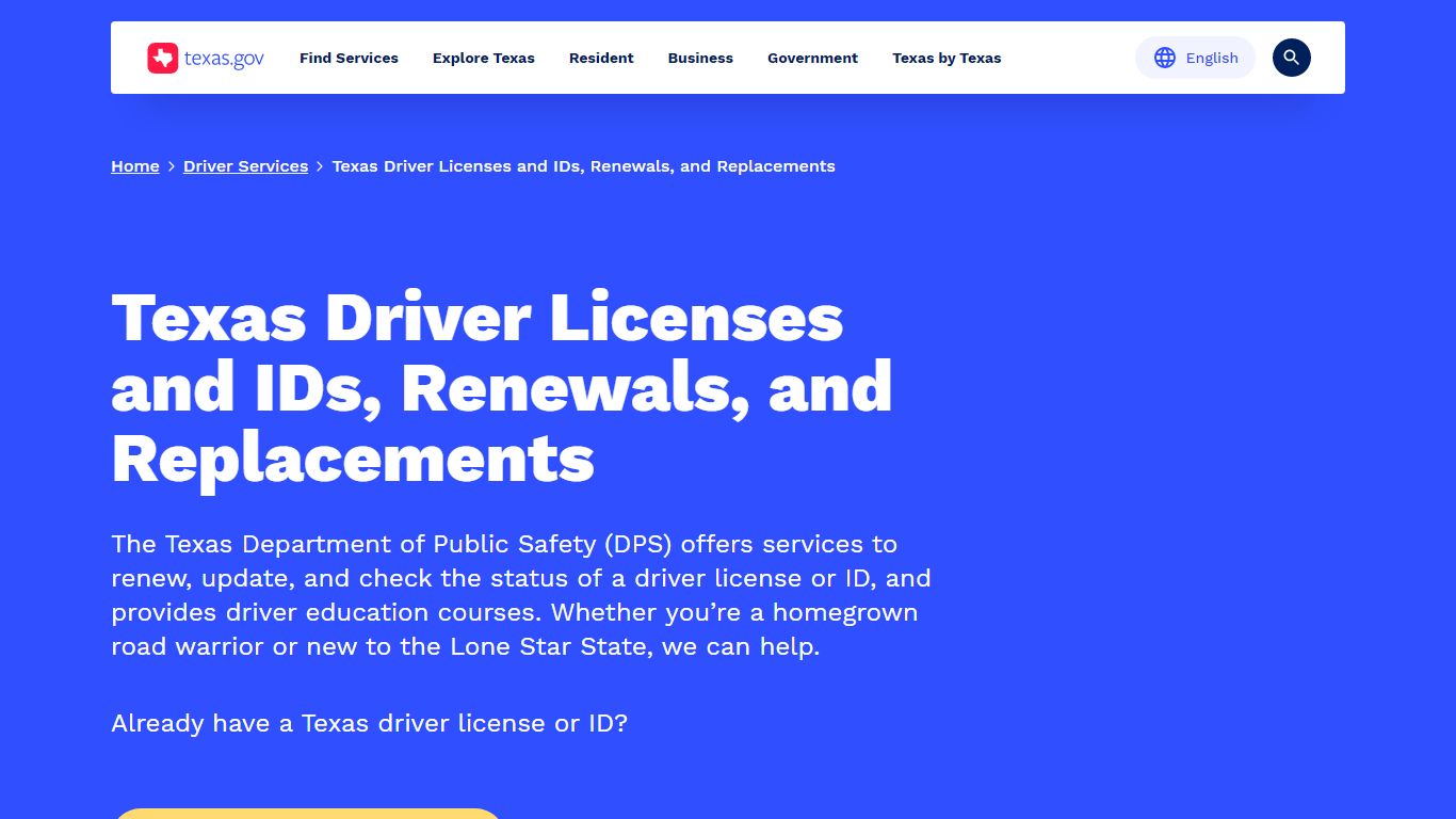 Texas Driver Licenses and IDs, Renewals, and Replacements